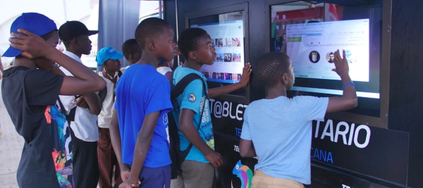 The system features touchscreen displays and virtual keyboards to provide internet access to people in underserved areas.